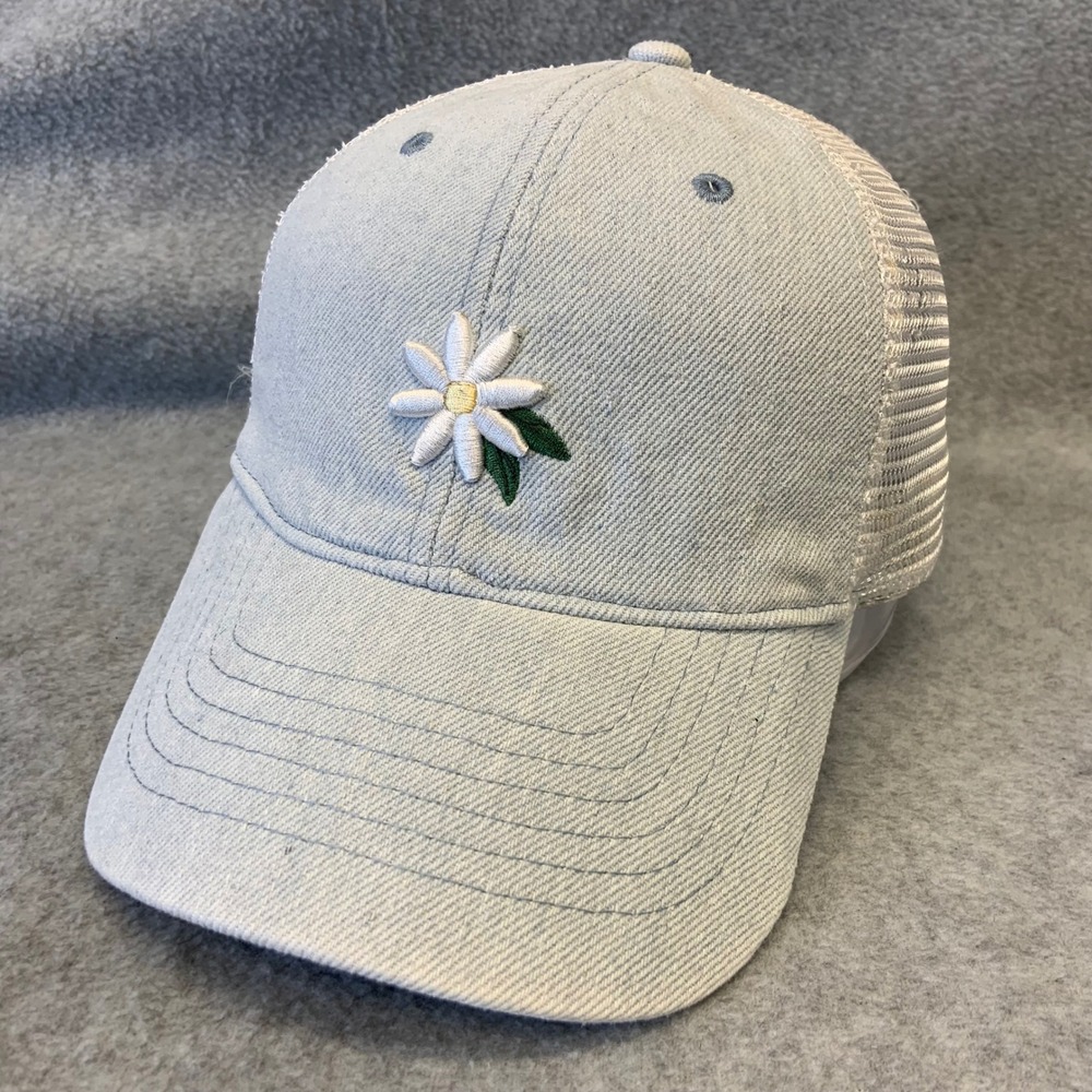 Embroidered Daisy Womens Light Blue Infinity Her Trucker Hat Ponytail Hole OSFM